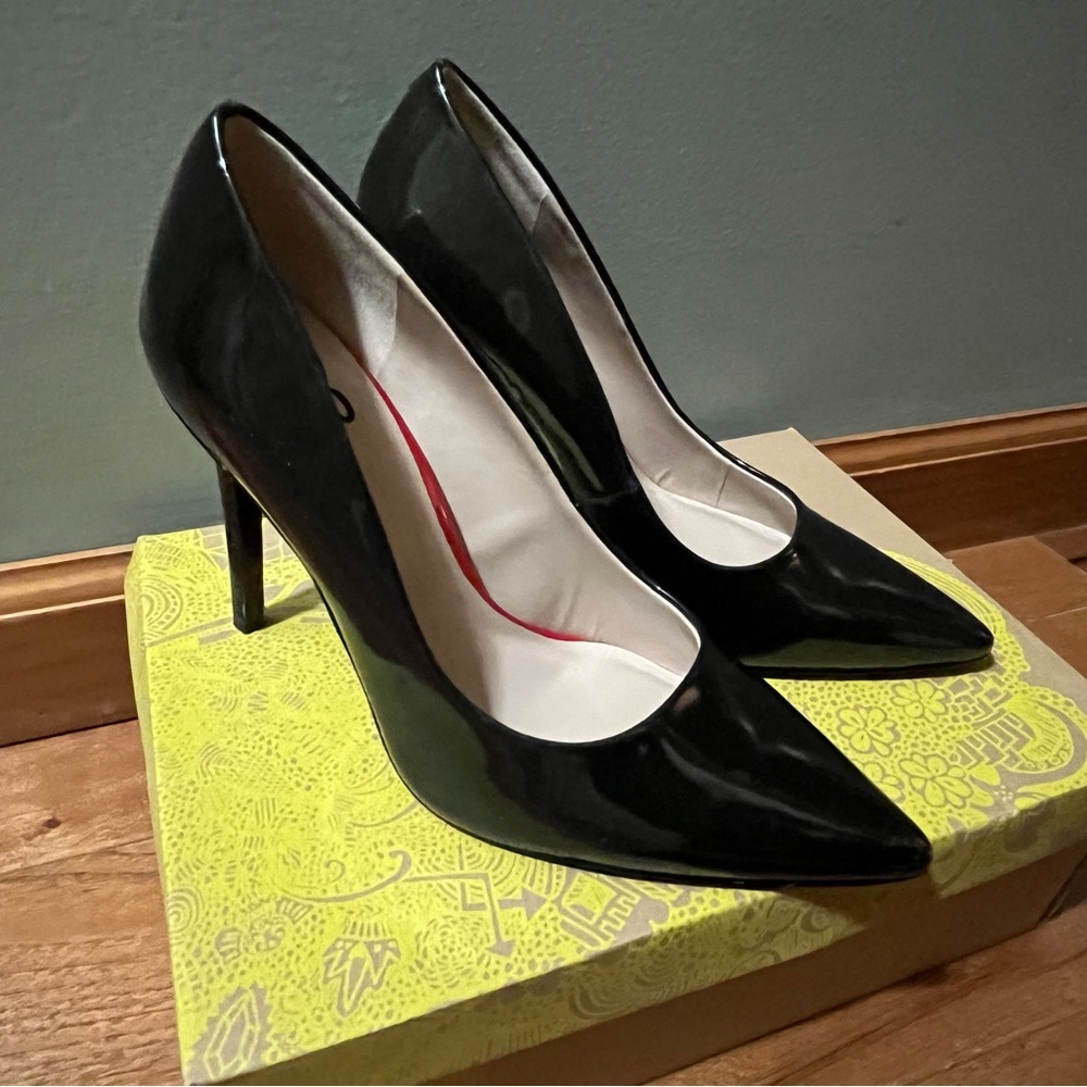 Mix No. 6 Black Patent Pointed-Toe High Heels